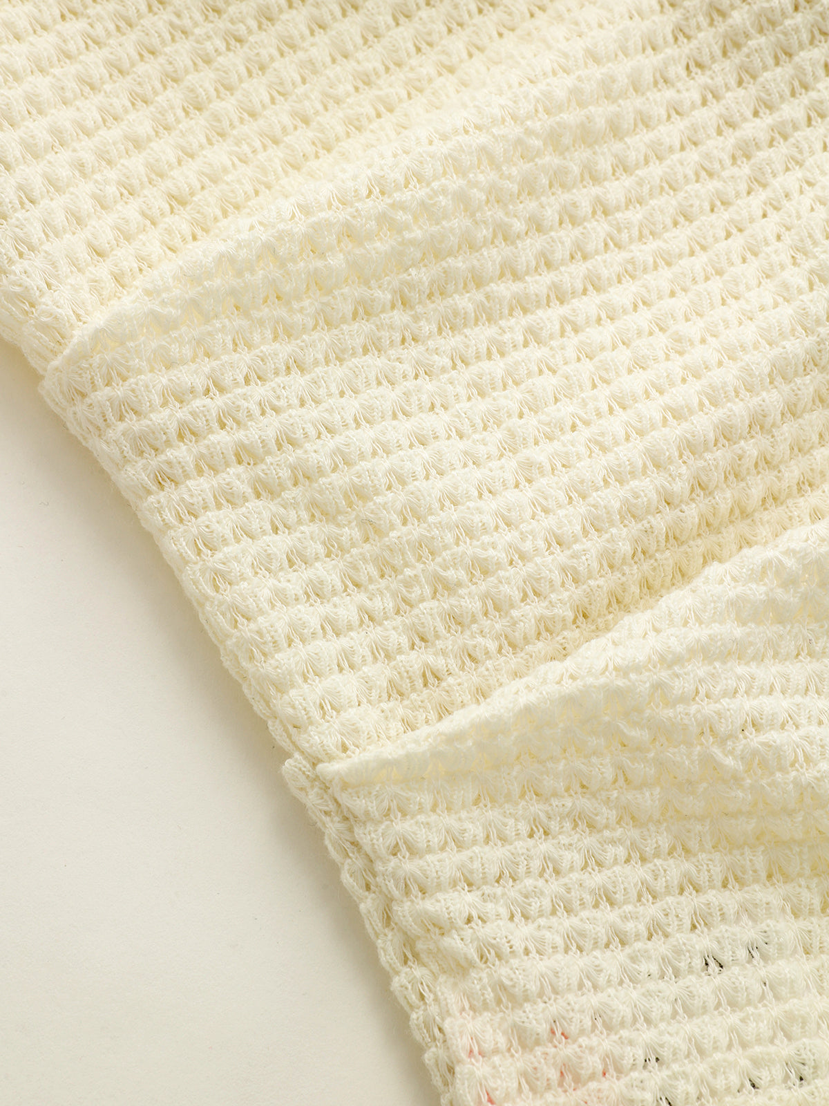 Color Block Waffle-Knit Top-Chicvia