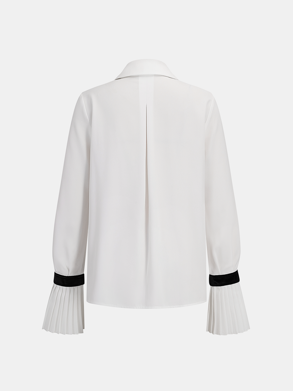 Pleated Cuff Contrast Panel Shirt-Chicvia