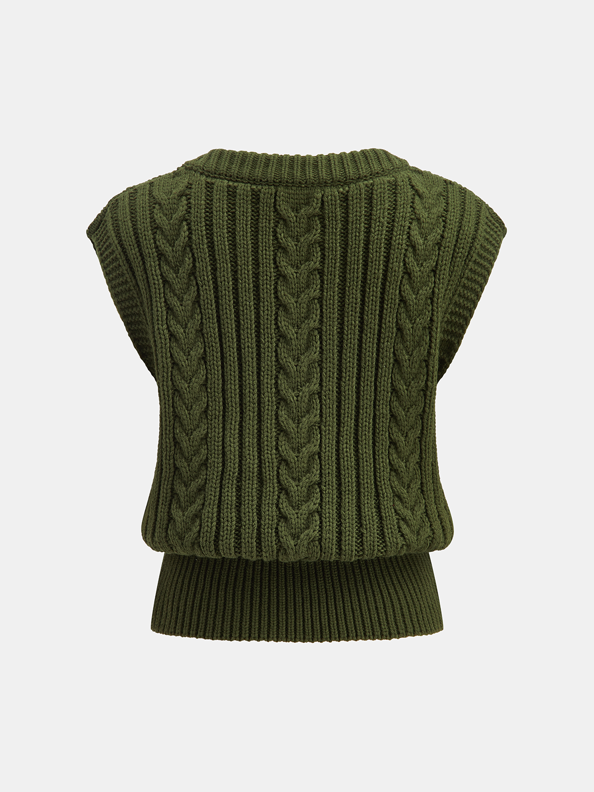Cable Knit Sleeveless Sweater Vest-Chicvia