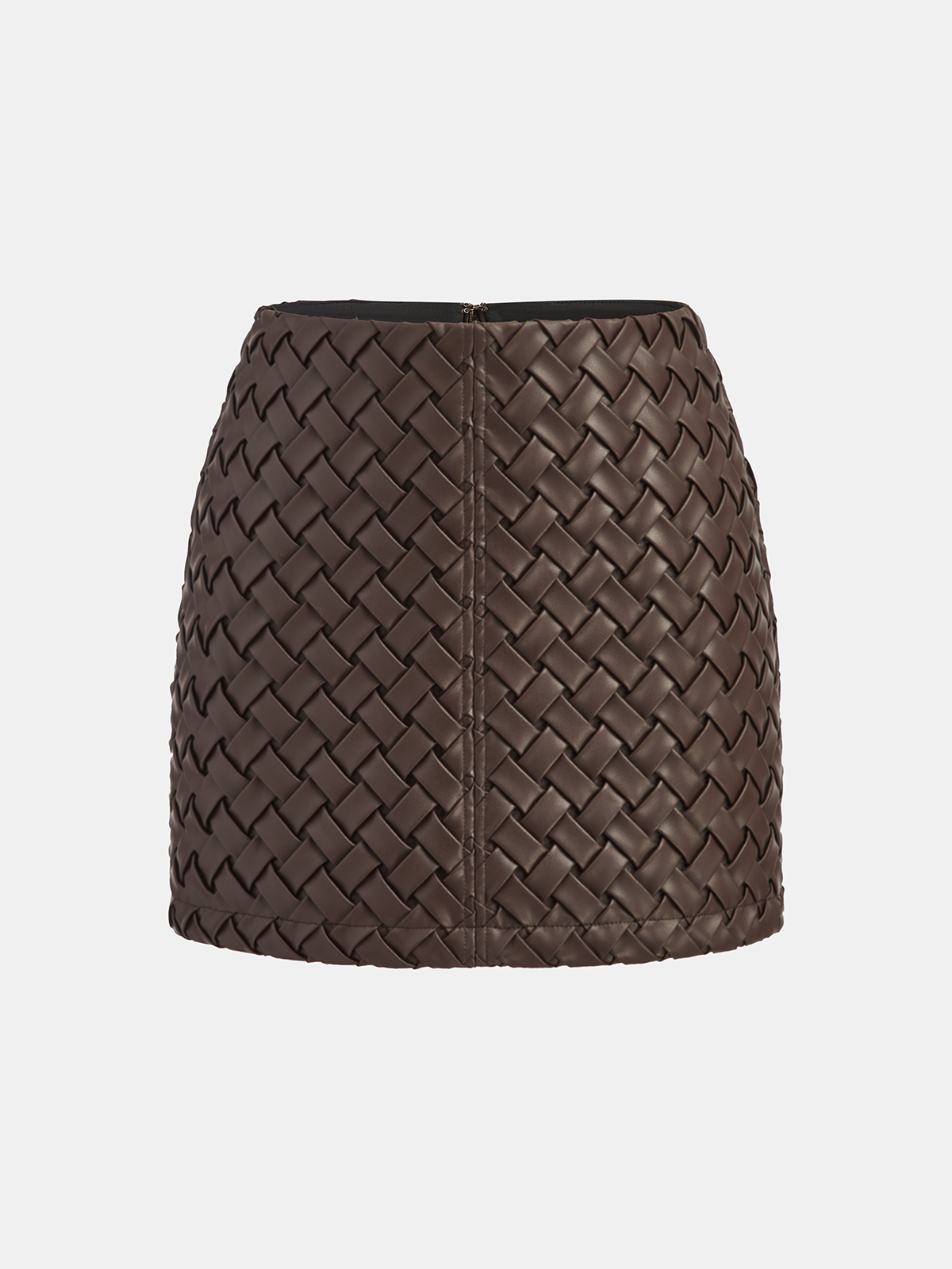 Faux Leather Woven Mini Skirt-Chicvia