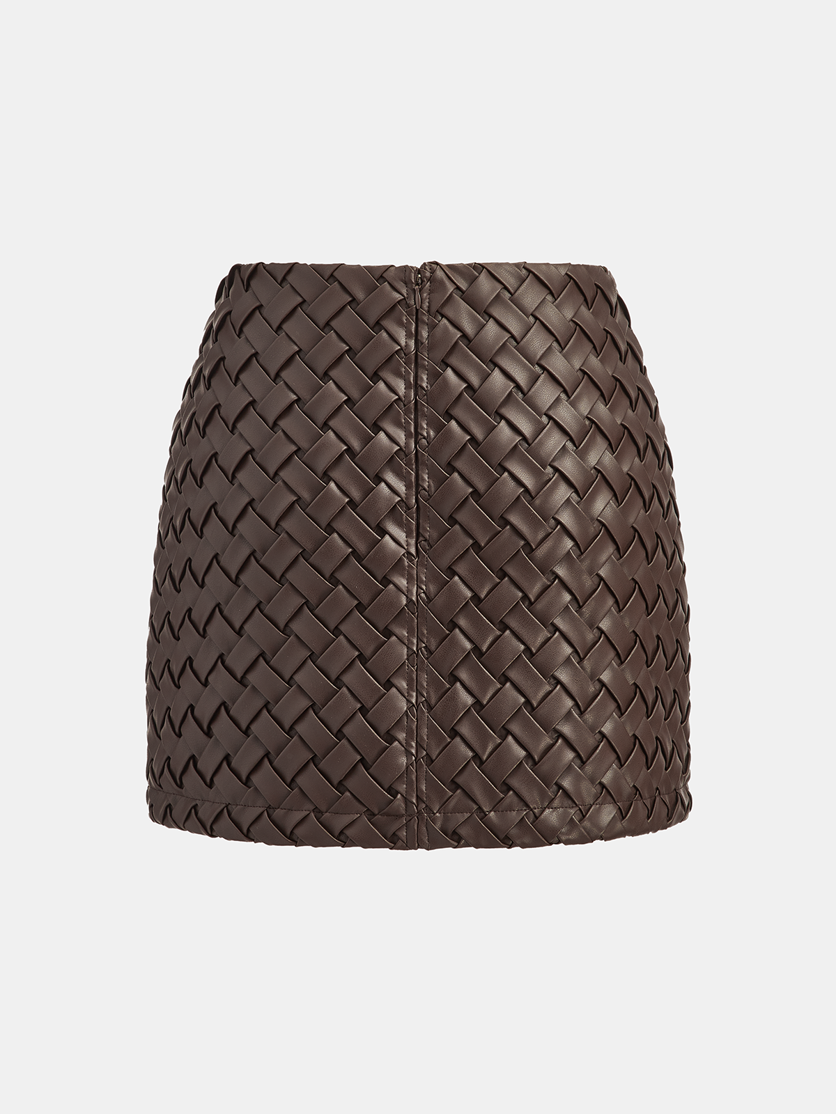 Faux Leather Woven Mini Skirt-Chicvia