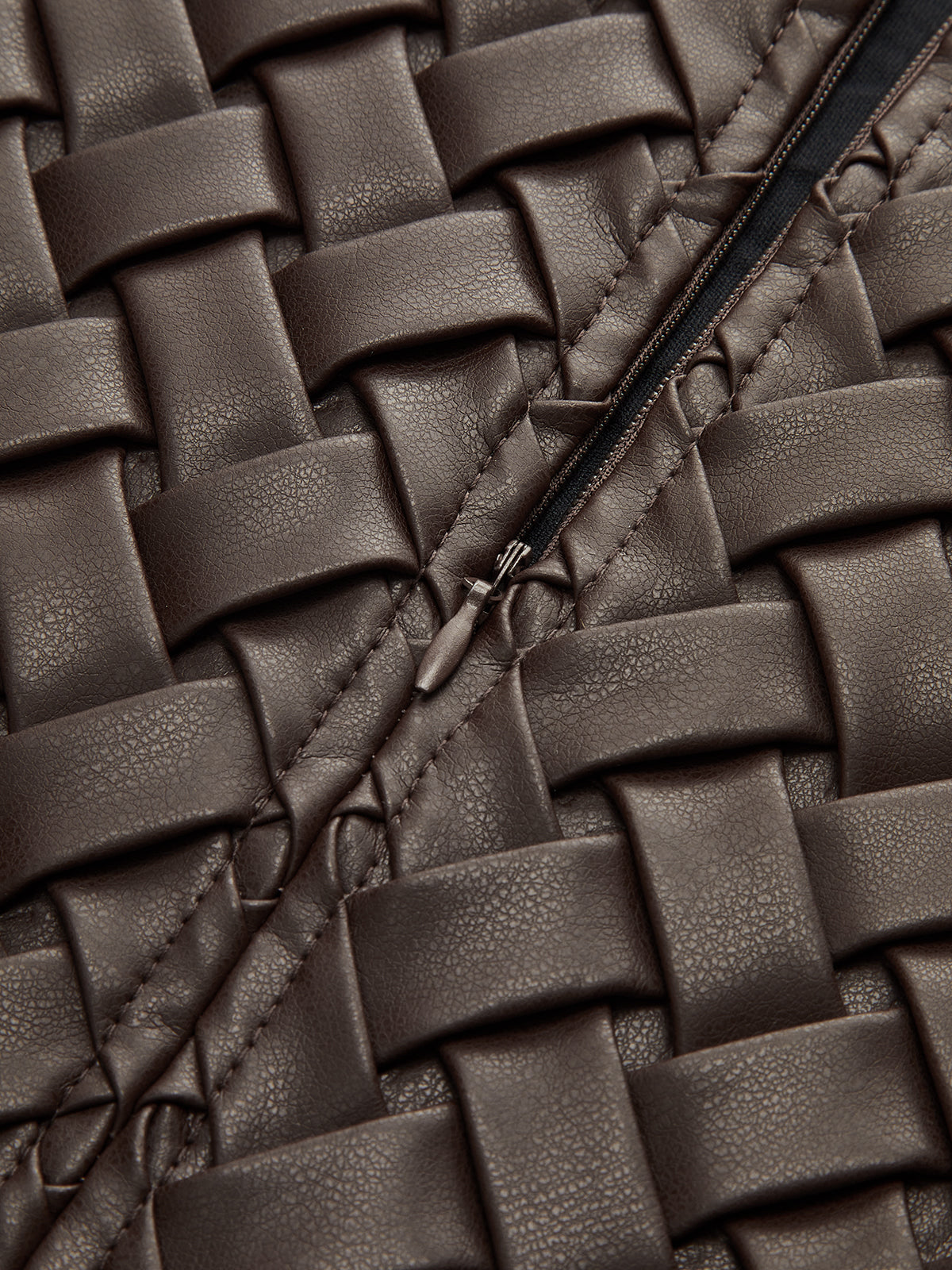 Faux Leather Woven Mini Skirt-Chicvia