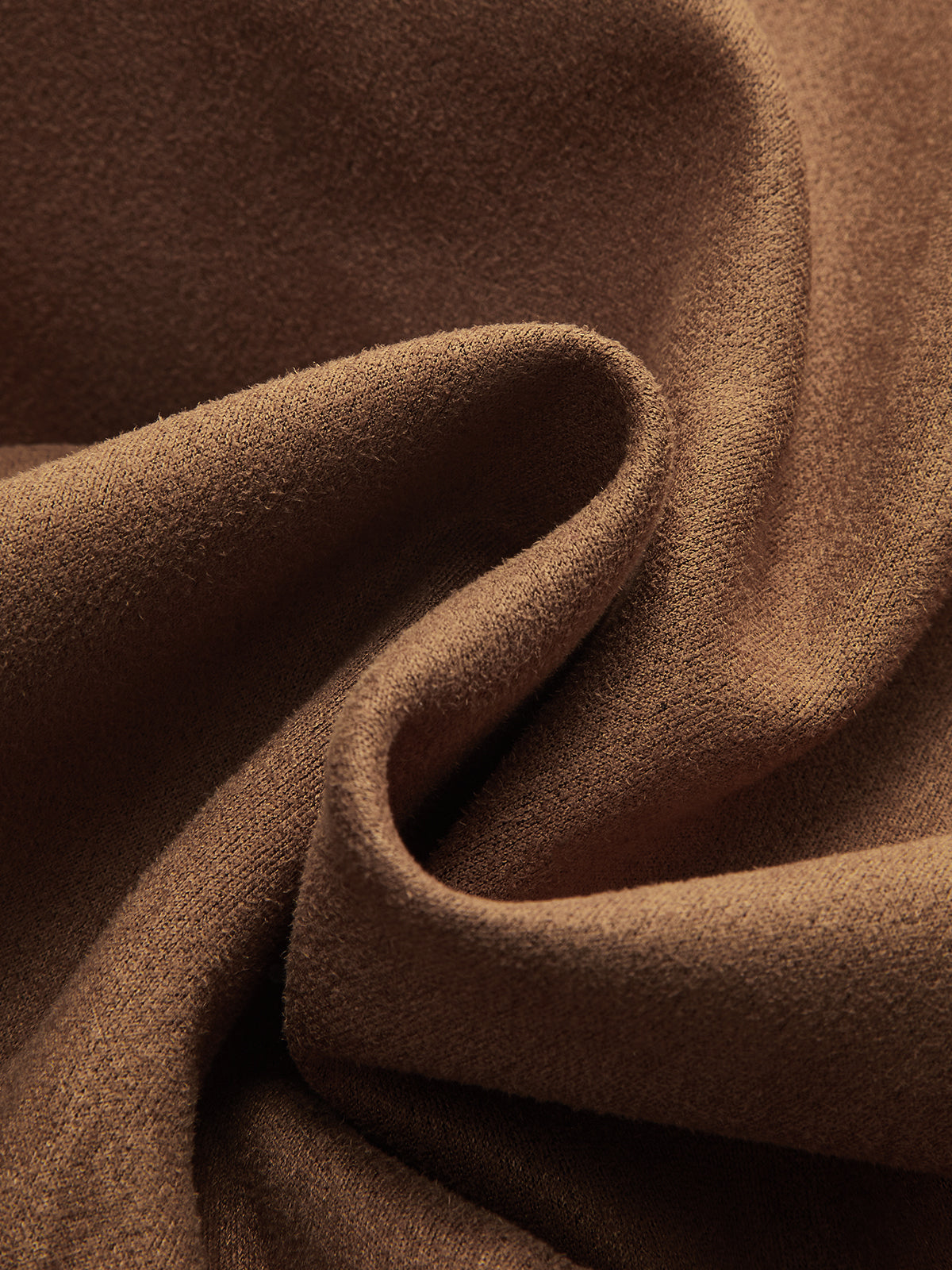 Cinched Waist Button-Front Suede Effect Shirt-Chicvia