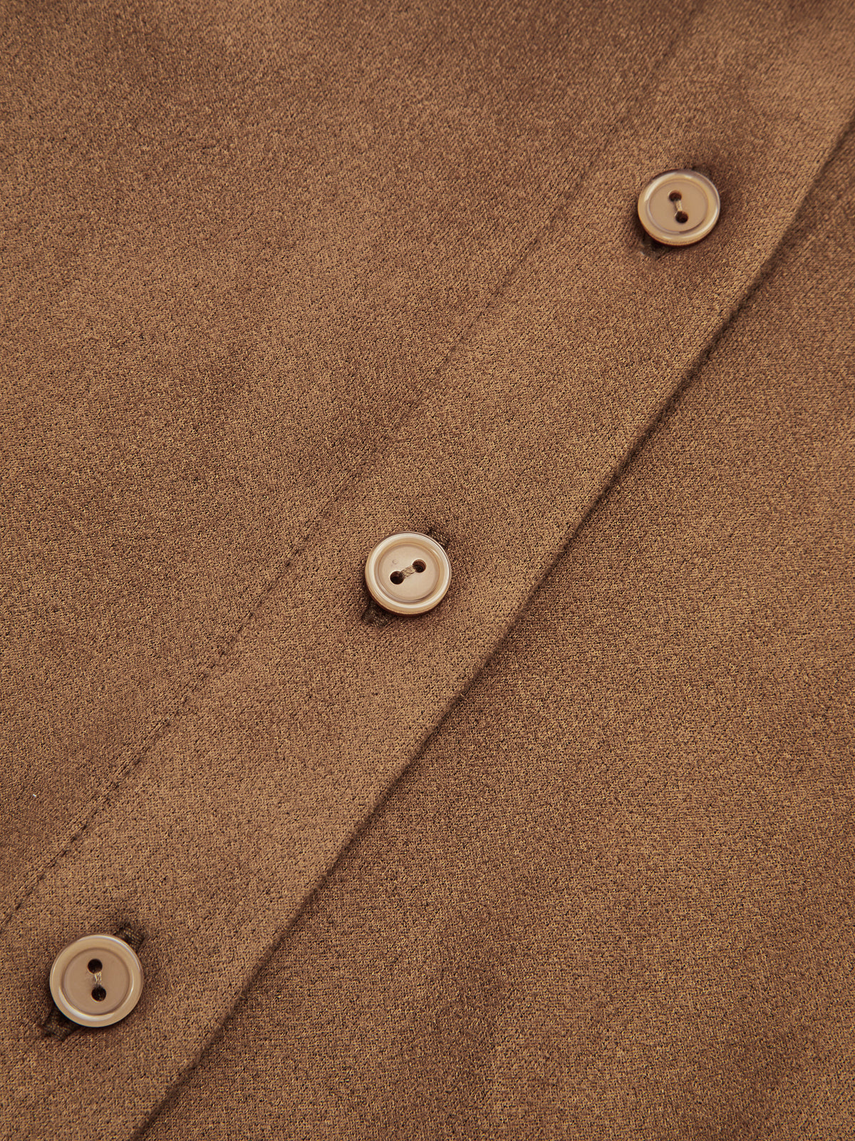 Cinched Waist Button-Front Suede Effect Shirt-Chicvia