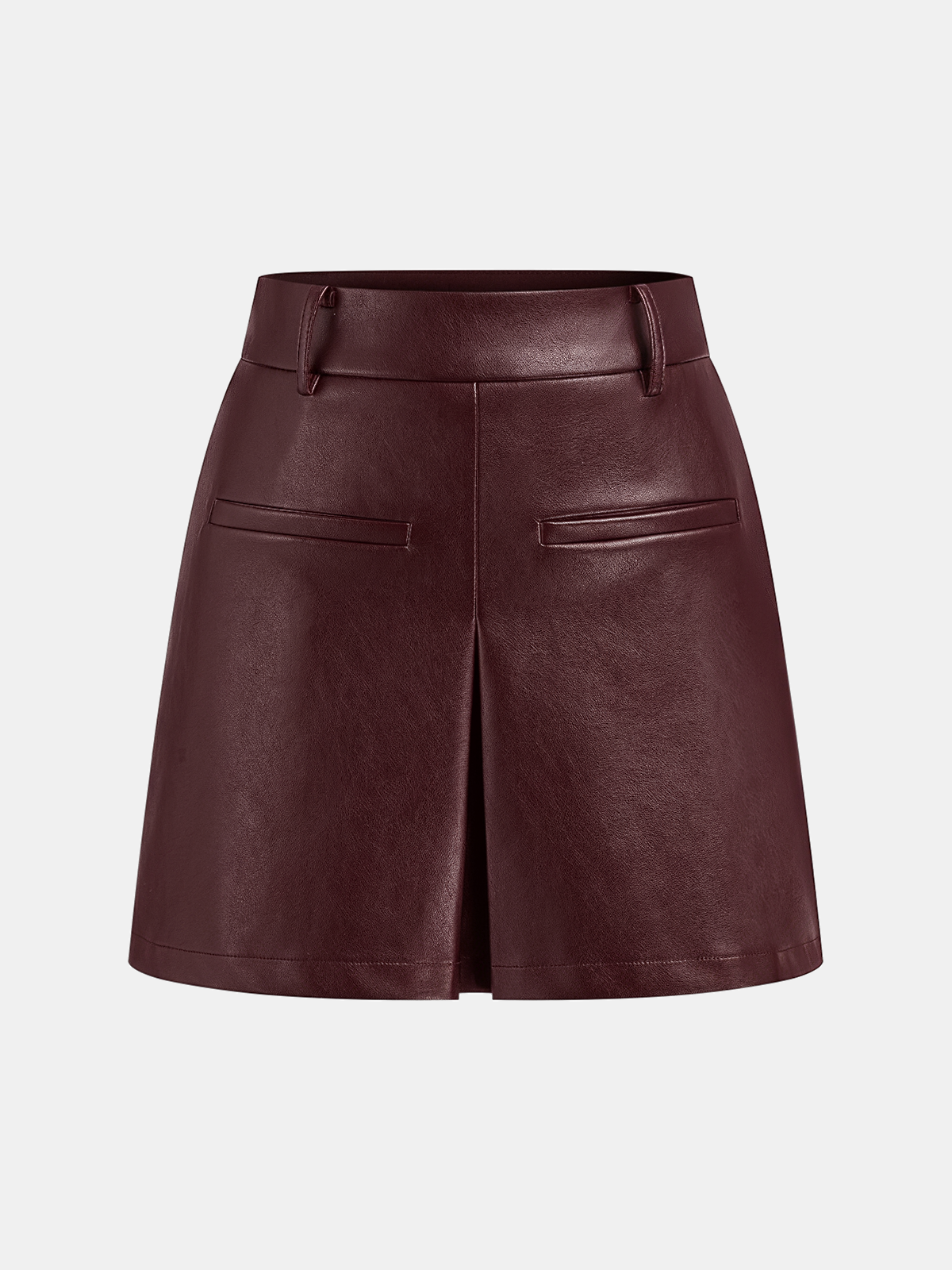 Faux Leather Slit Mini Skirt-Chicvia