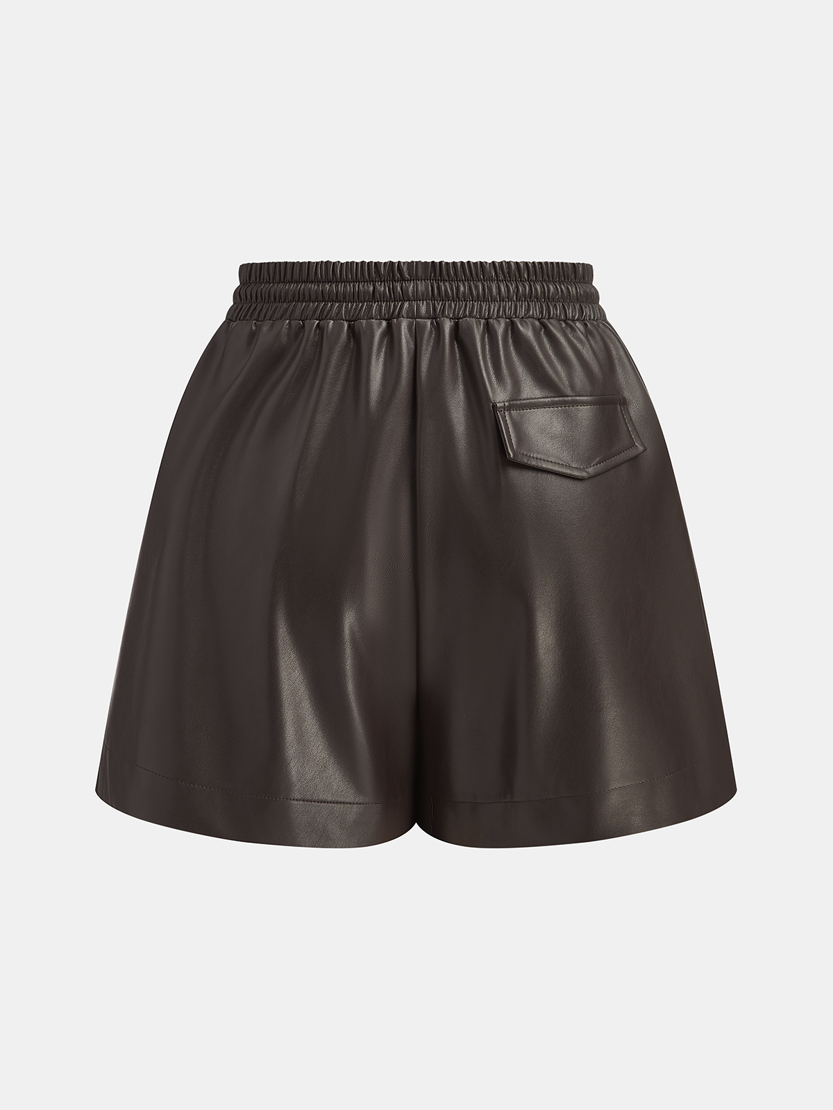 Faux Leather Drawstring Elastic Waist Shorts-Chicvia