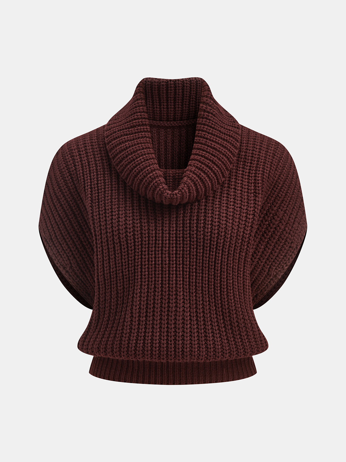 Cowl Neck Chunky Sweater Vest-Chicvia