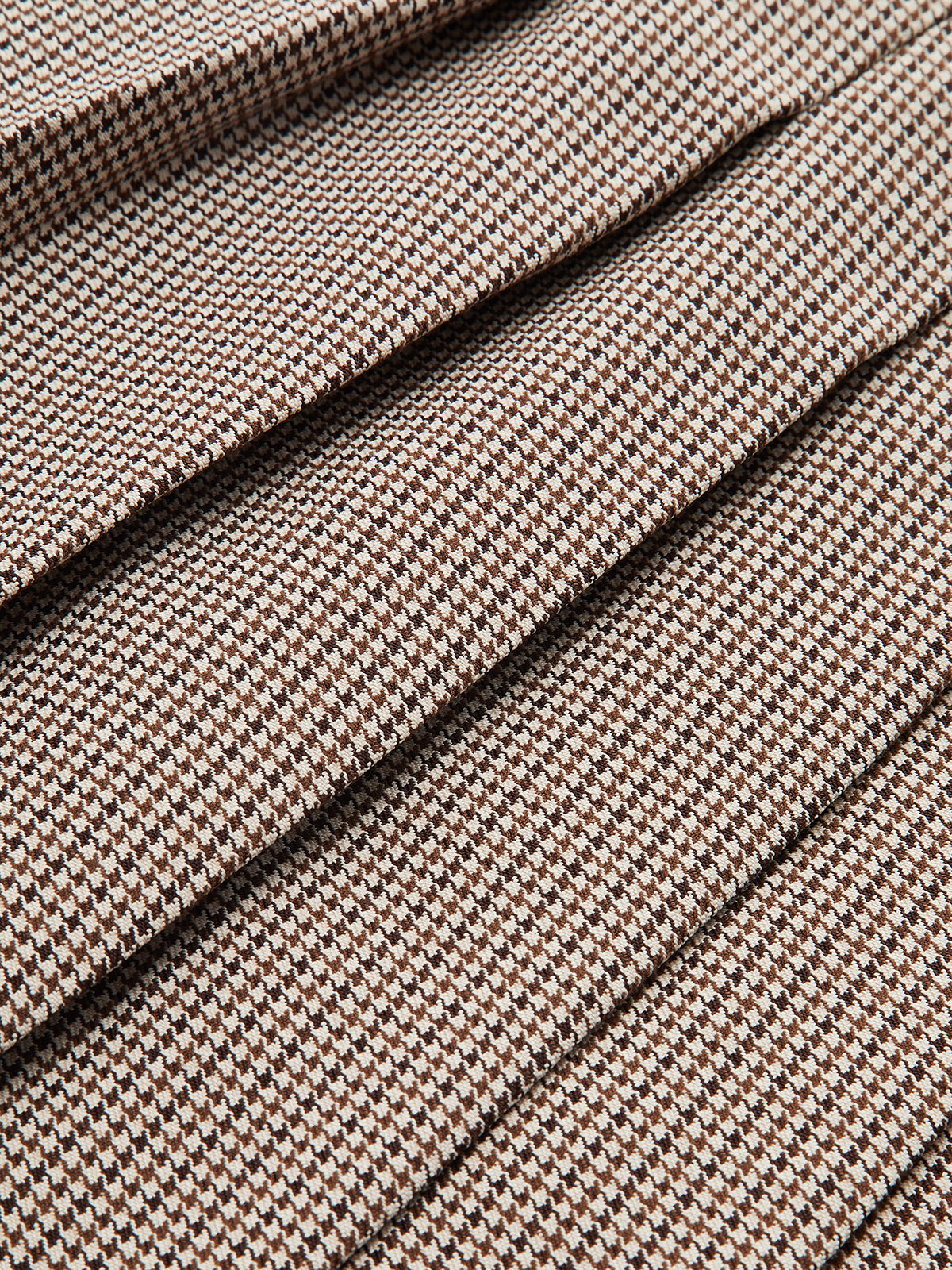 Buckle Detail Houndstooth Pleated Midi Skirt-Chicvia