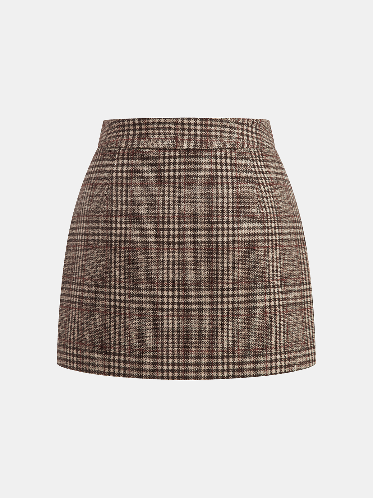 Plaid Tweed Mini Skirt-Chicvia