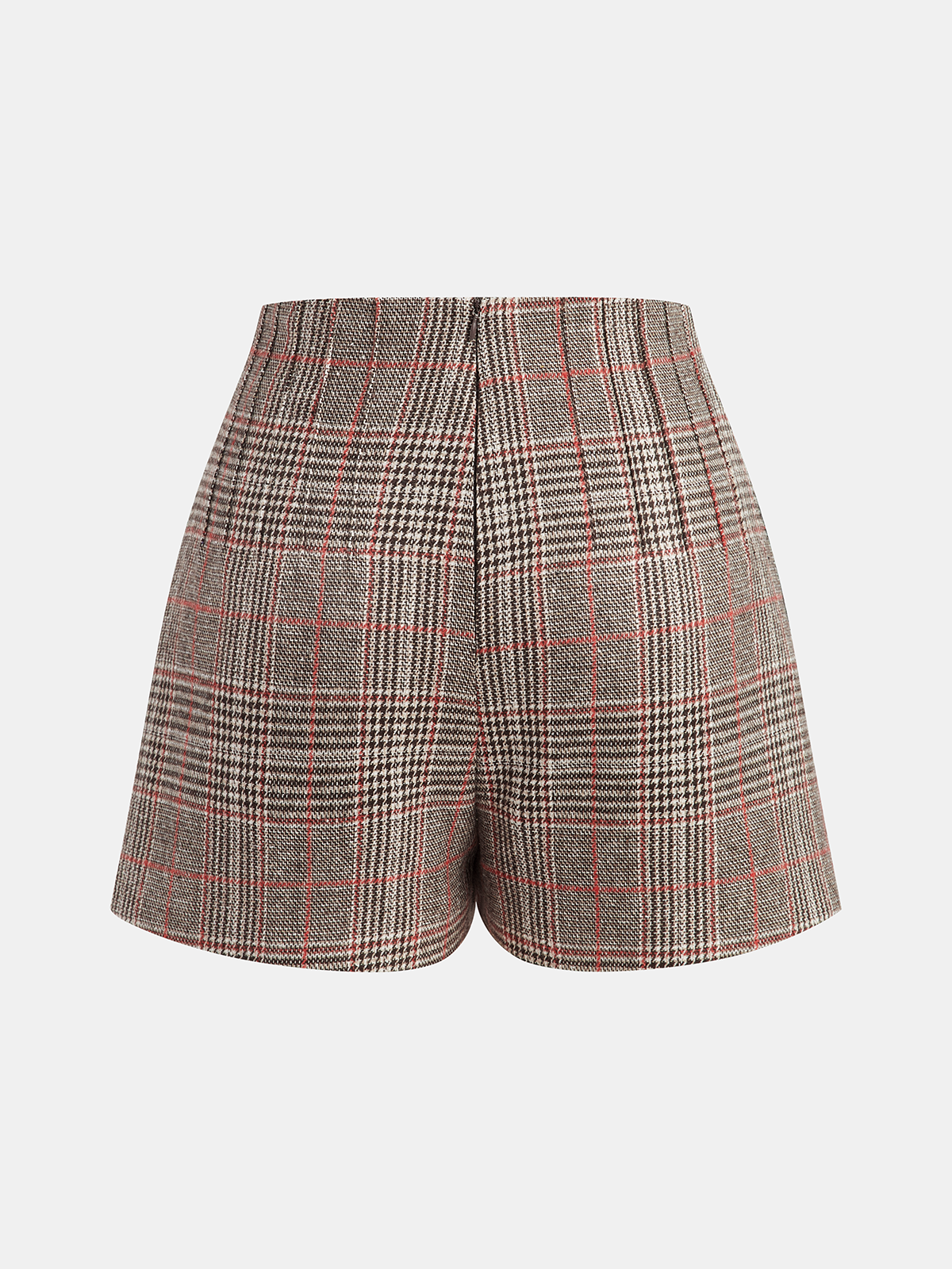 High-Waist Plaid Tweed Shorts-Chicvia