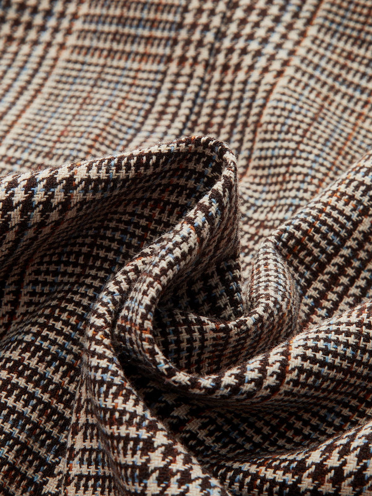 Knot-Front Slit Houndstooth Tweed Midi Skirt-Chicvia