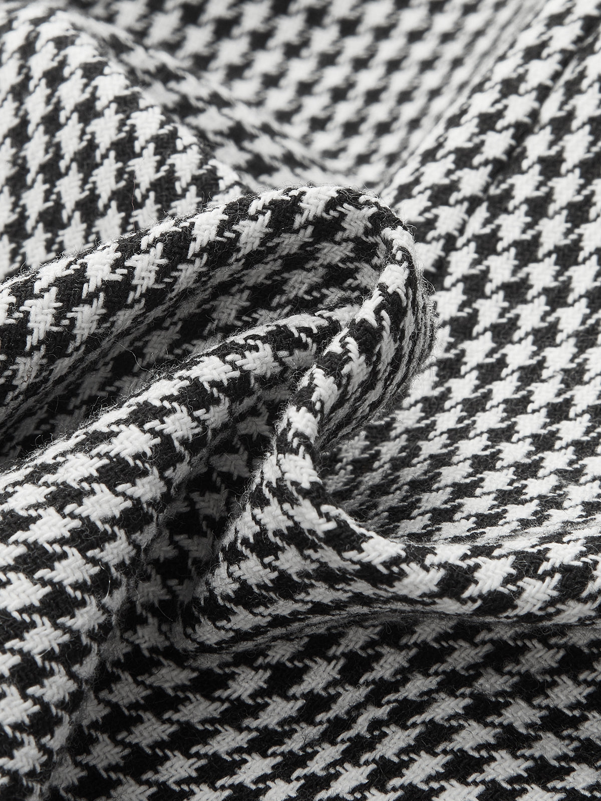 Houndstooth Tweed Double-Breasted Mini Skirt-Chicvia