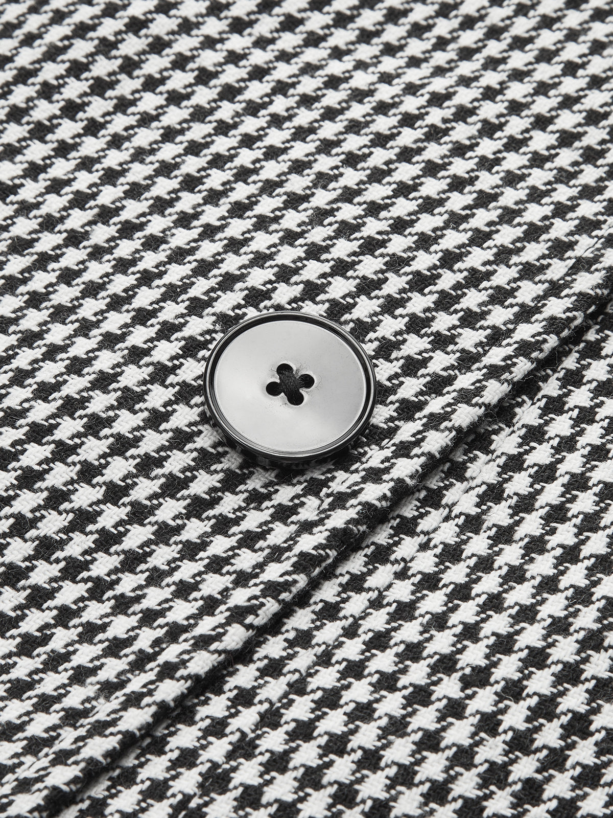 Houndstooth Tweed Double-Breasted Mini Skirt-Chicvia