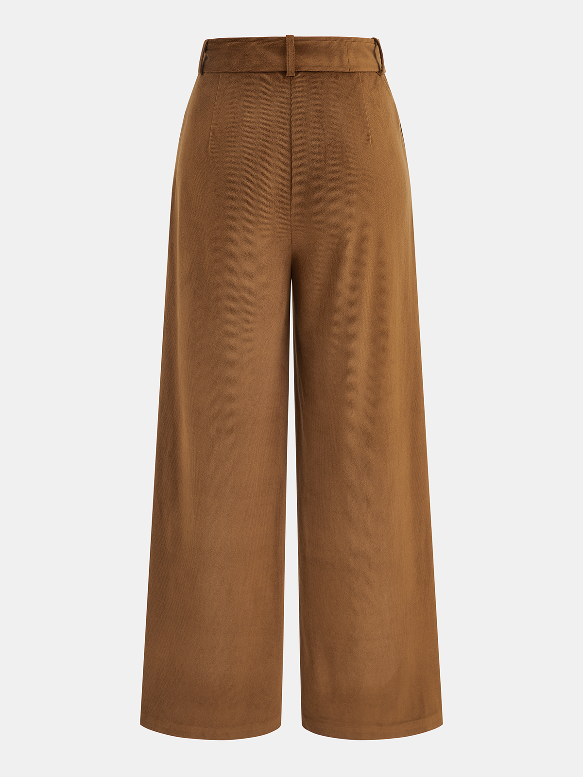 Belted Mid-Waist Corduroy Pleated Pants-Chicvia