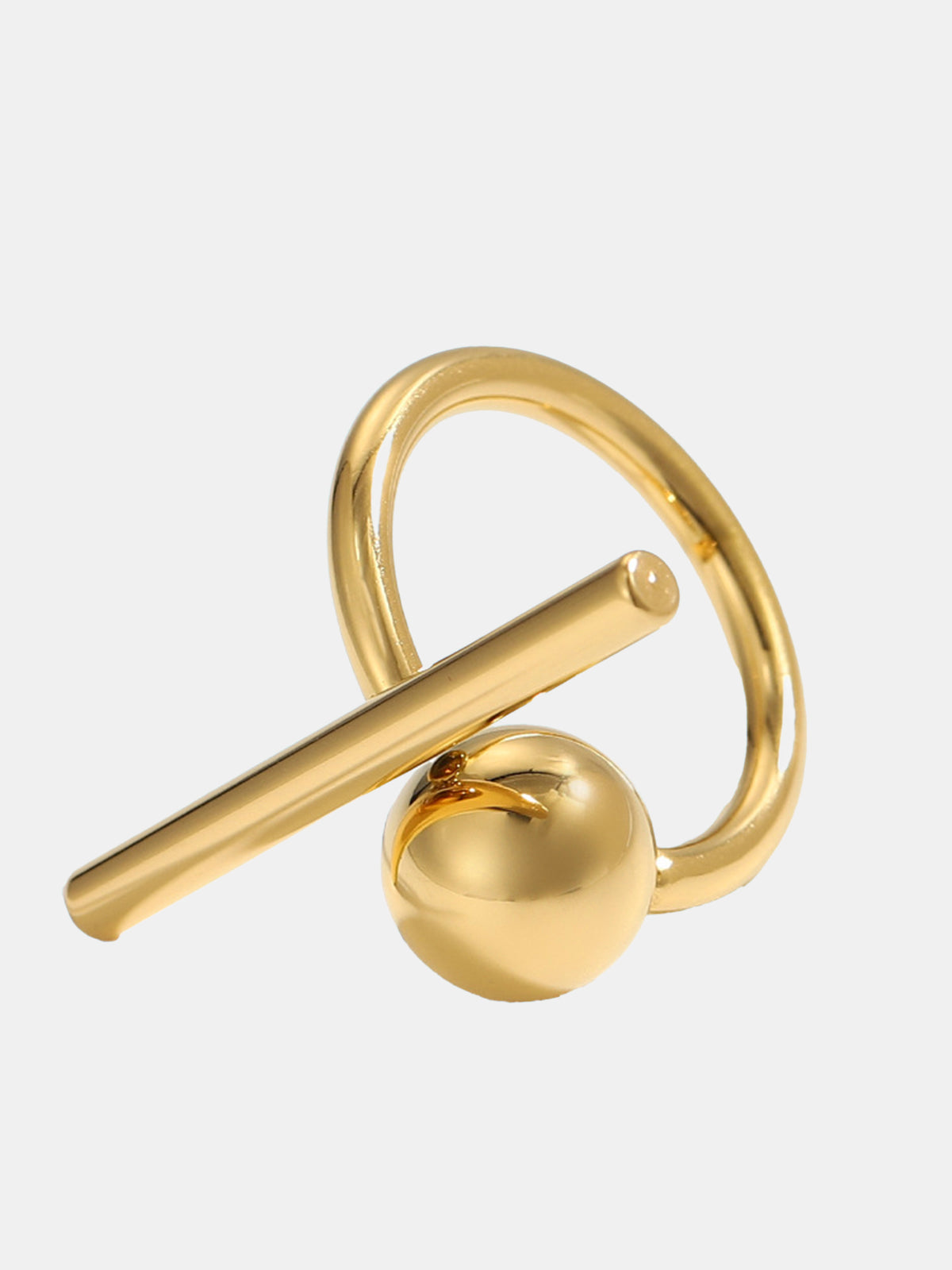 Gold Tone Geometric Statement Ring-Chicvia