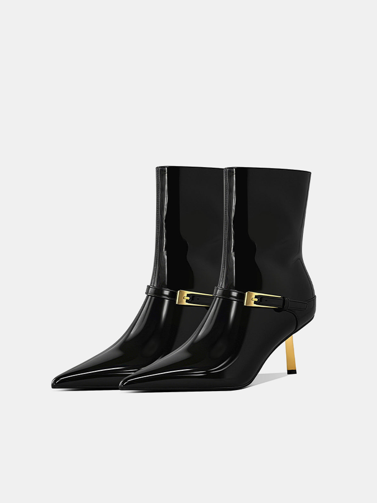 Patent PU Pointed Toe Stiletto Ankle Boots-Chicvia