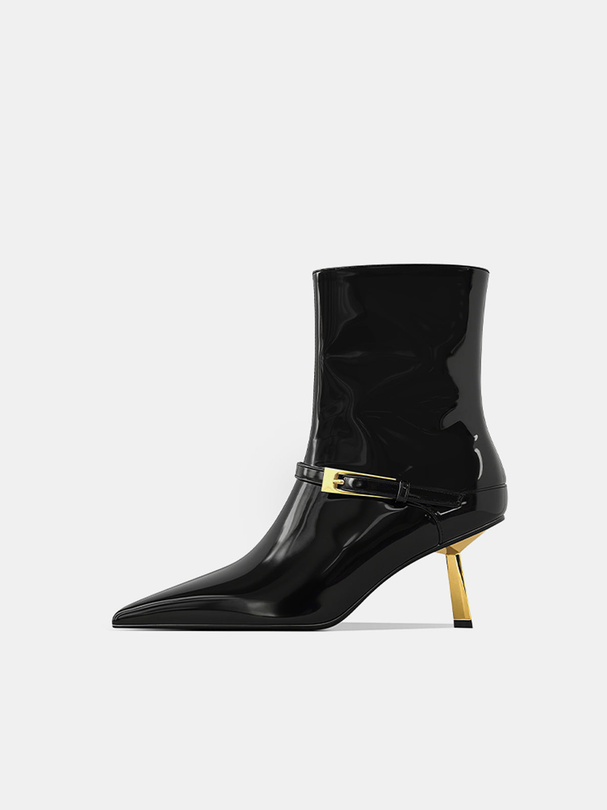 Patent PU Pointed Toe Stiletto Ankle Boots-Chicvia