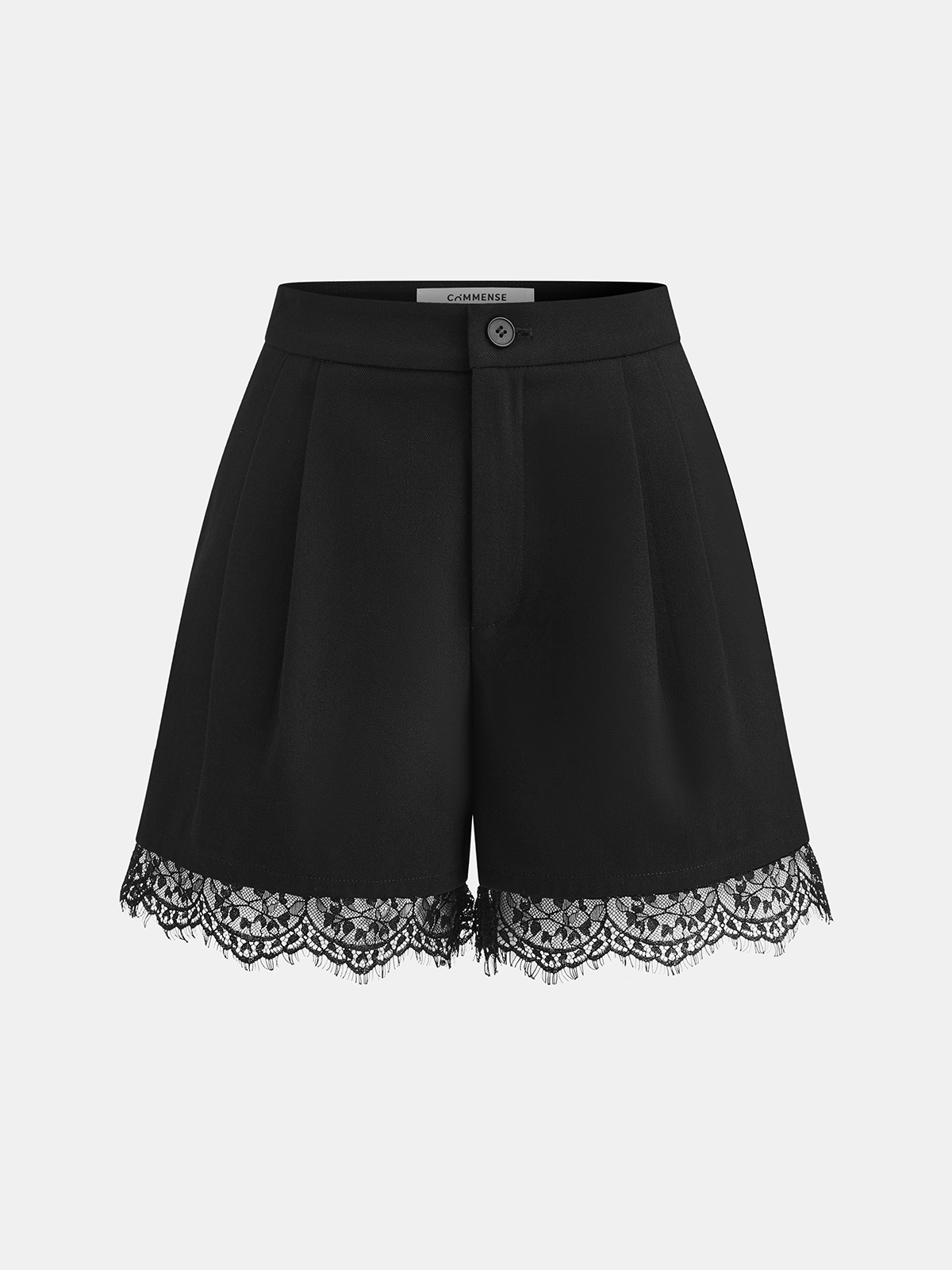 Lace Trim Pleated Shorts-Chicvia