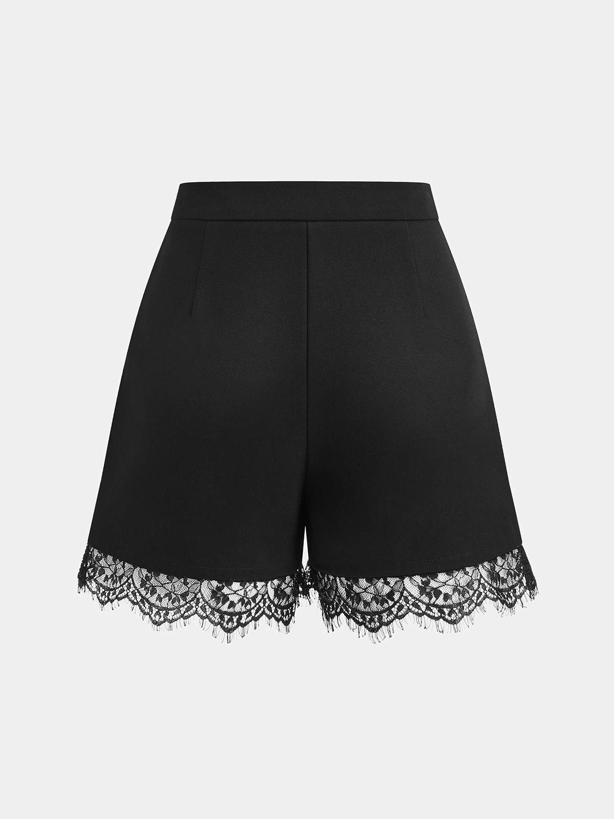 Lace Trim Pleated Shorts-Chicvia