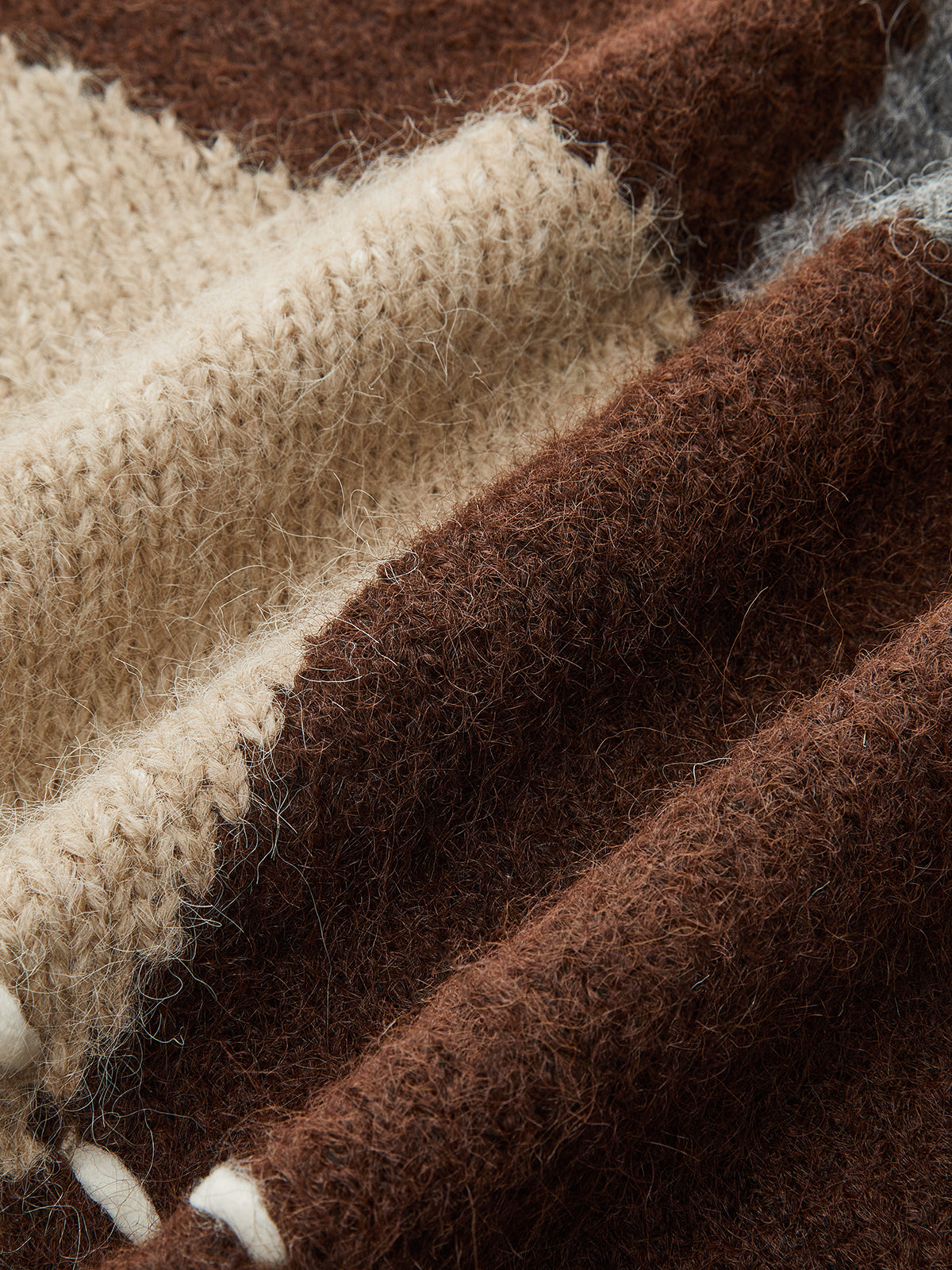 Colorblock Gingham Plaid V-Neck Knit Sweater-Chicvia