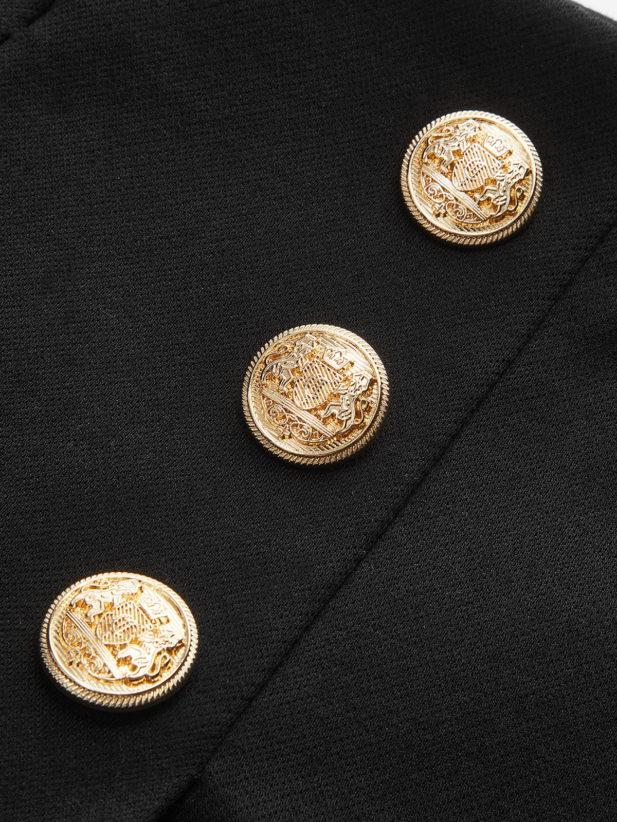 Mid-Waist Metal Button Casual Pants-Chicvia