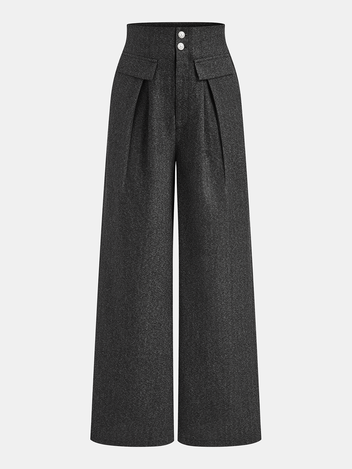 High-Waisted Pleated Straight-Leg Pants-Chicvia