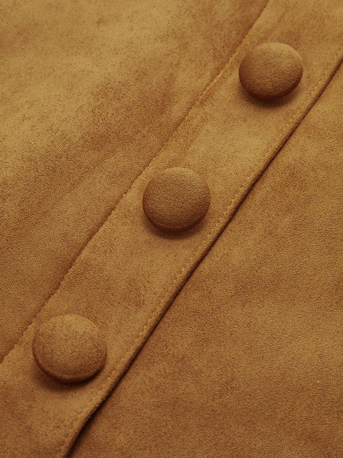 Decorative Button Suede Effect Slit Midi Skirt-Chicvia