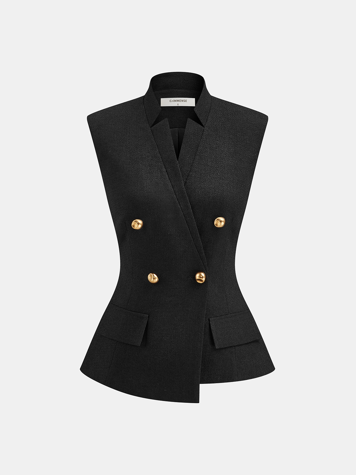 Metal-Button Tailored Vest-Chicvia