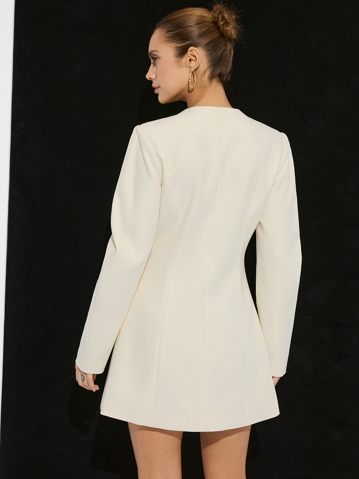 Double-Breasted Mini Blazer Dress-Chicvia