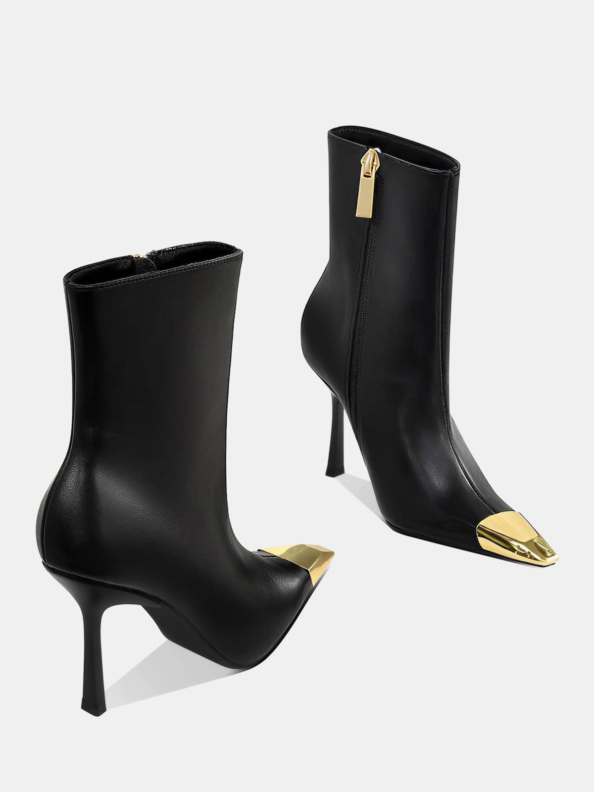Golden Pointed Toe Ankle Boots-Chicvia
