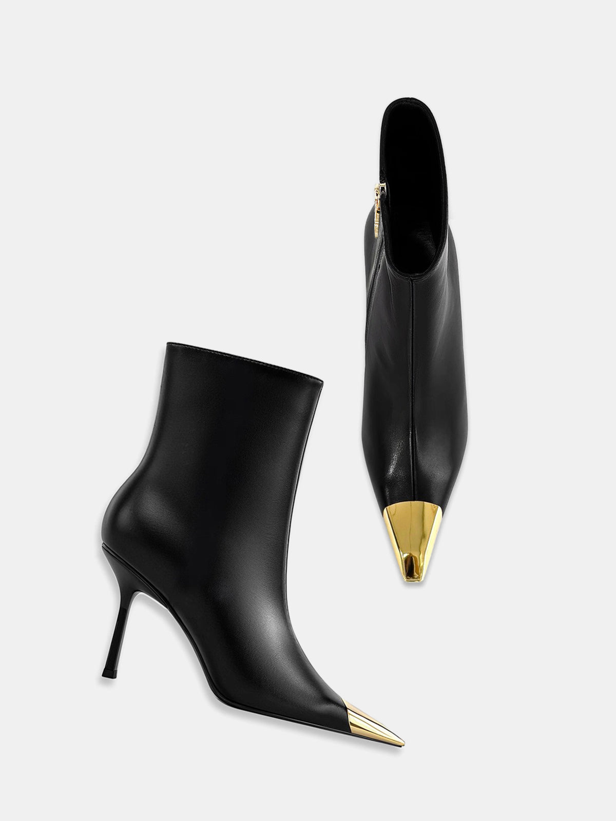 Golden Pointed Toe Ankle Boots-Chicvia