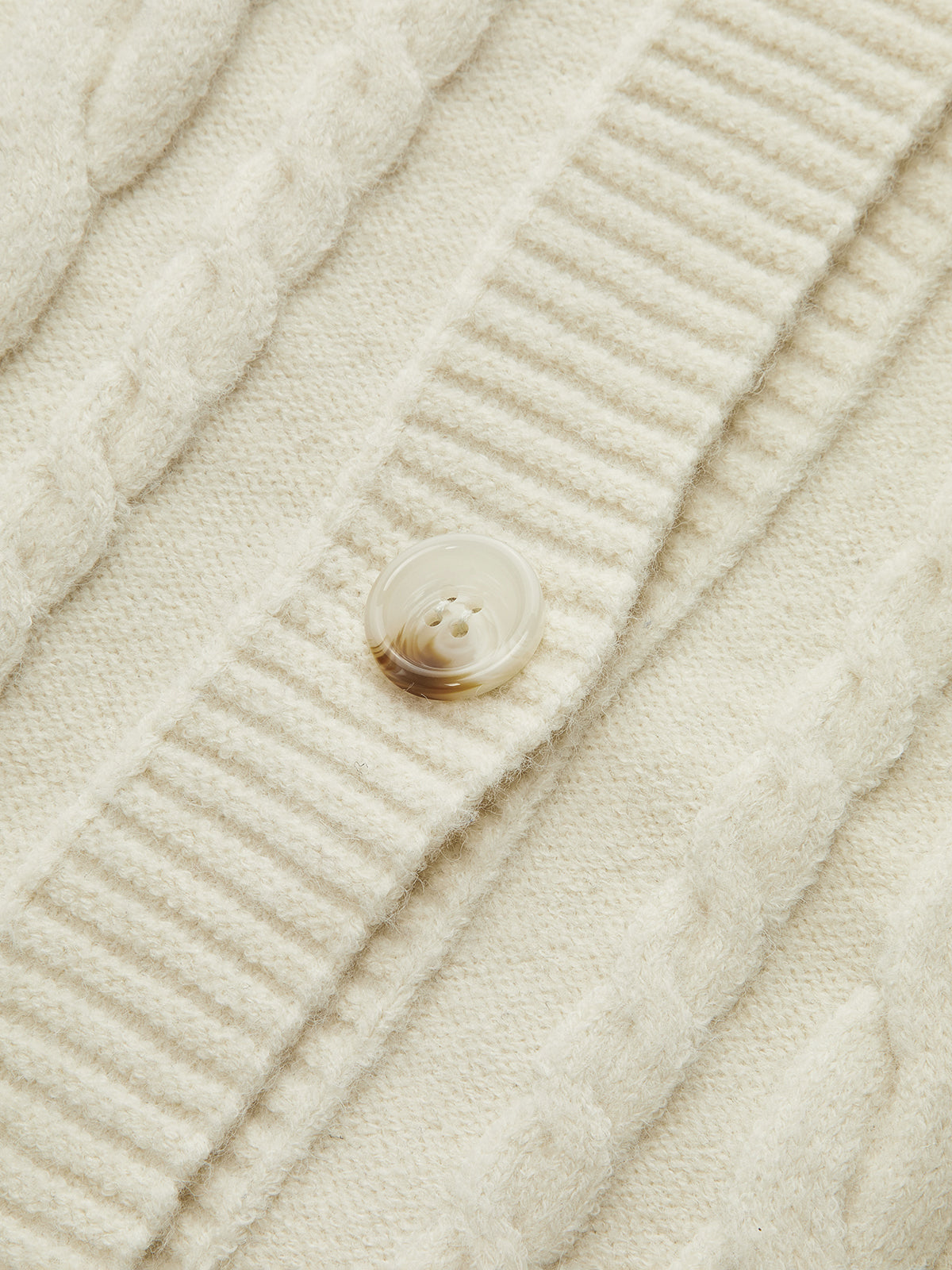 Denim Panel Cable Knit V-Neck Cardigan-Chicvia