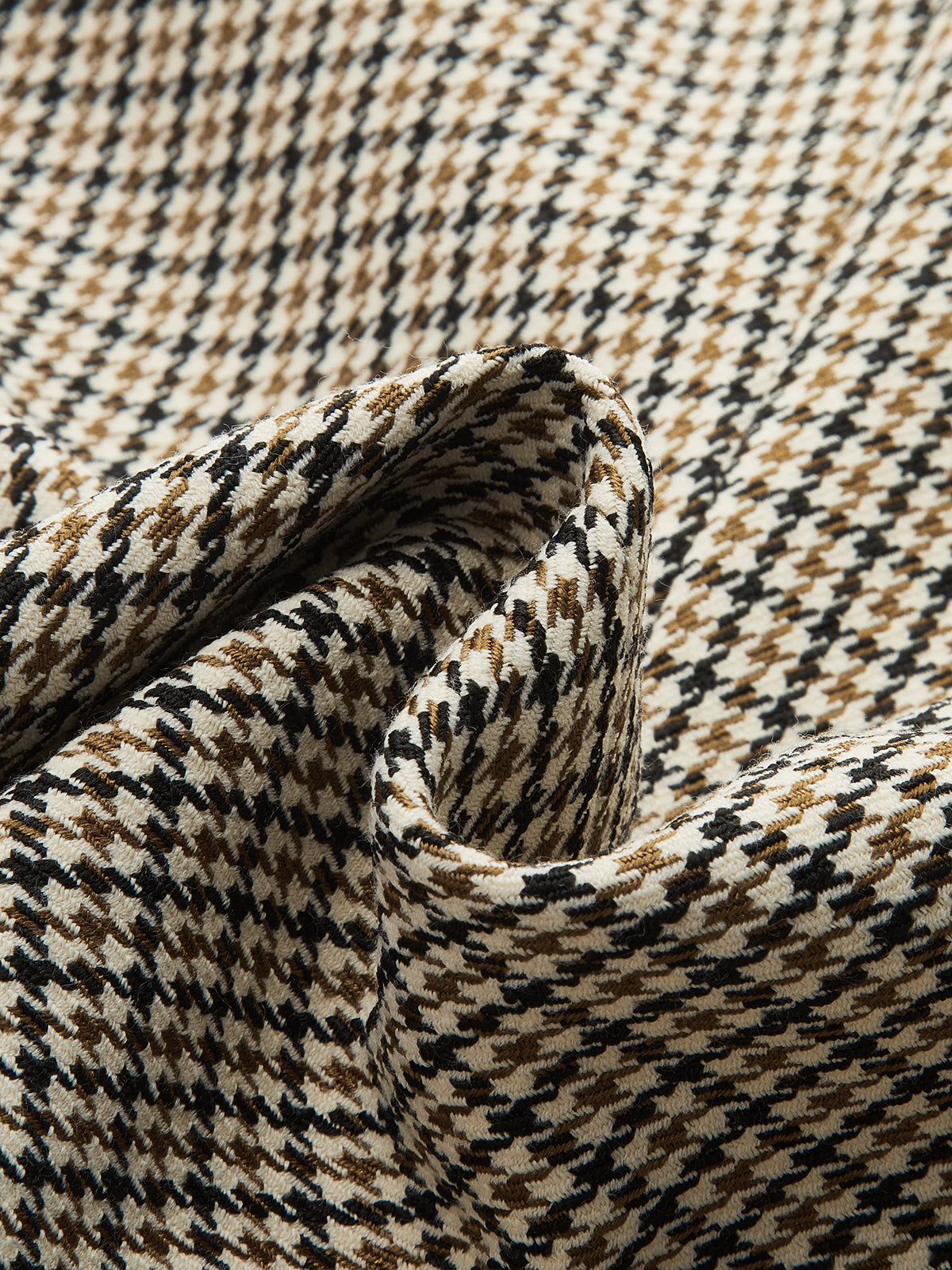 Faux Leather Collar Houndstooth Blazer-Chicvia