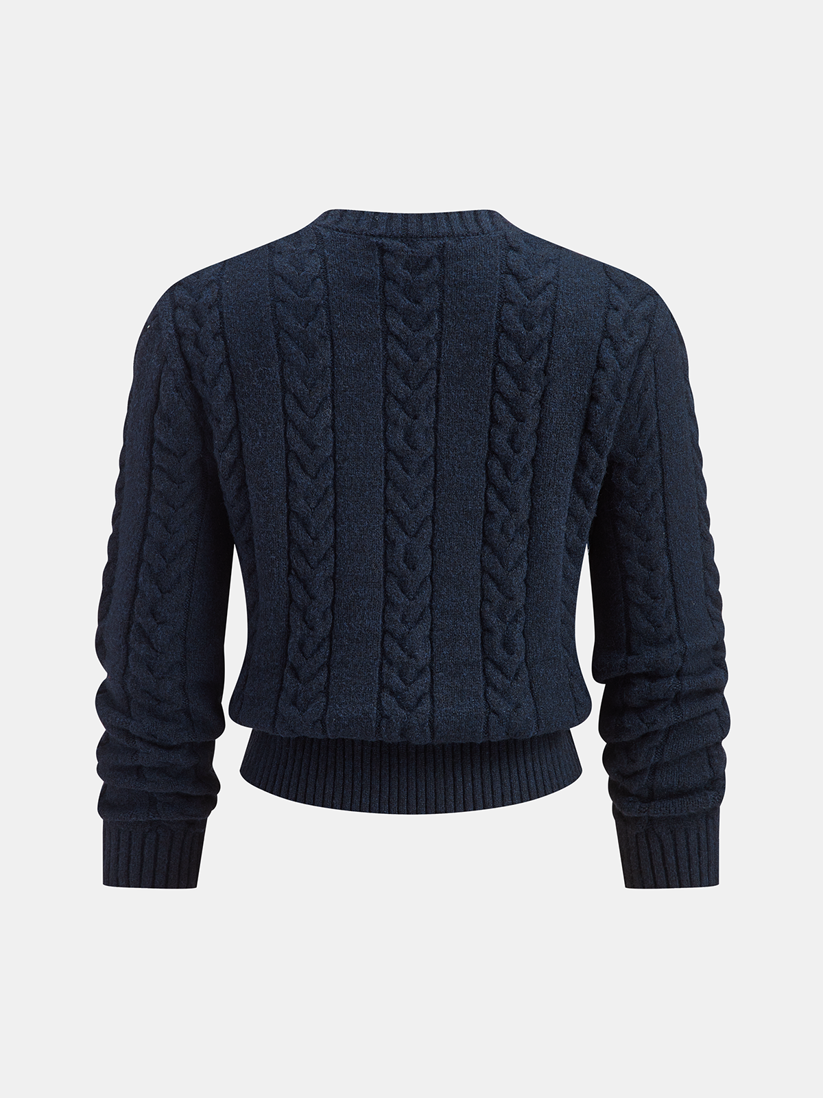 Cable Knit V-Neck Cropped Sweater-Chicvia