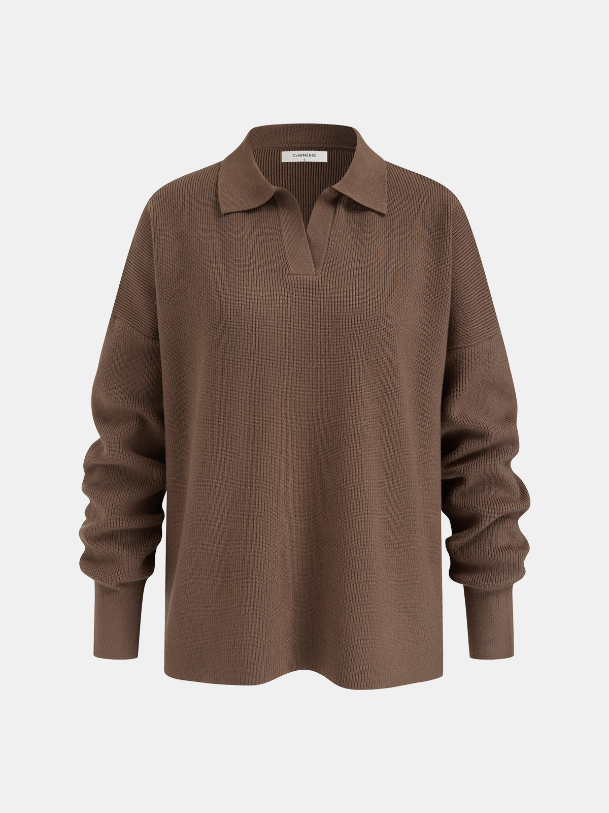 Polo-Neck Knit Top & Tie-Waist Midi Skirt Set-Chicvia