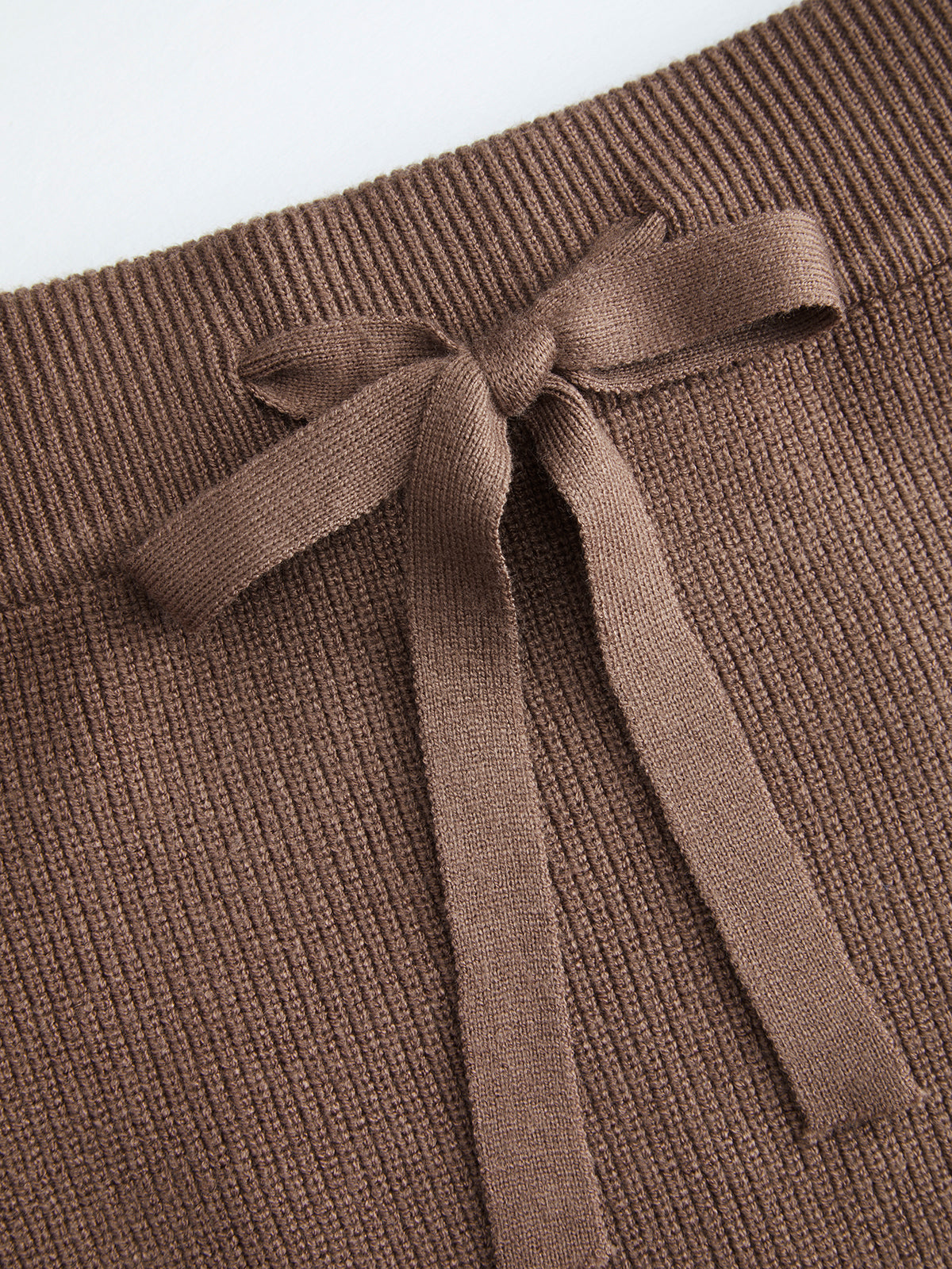 Polo-Neck Knit Top & Tie-Waist Midi Skirt Set-Chicvia