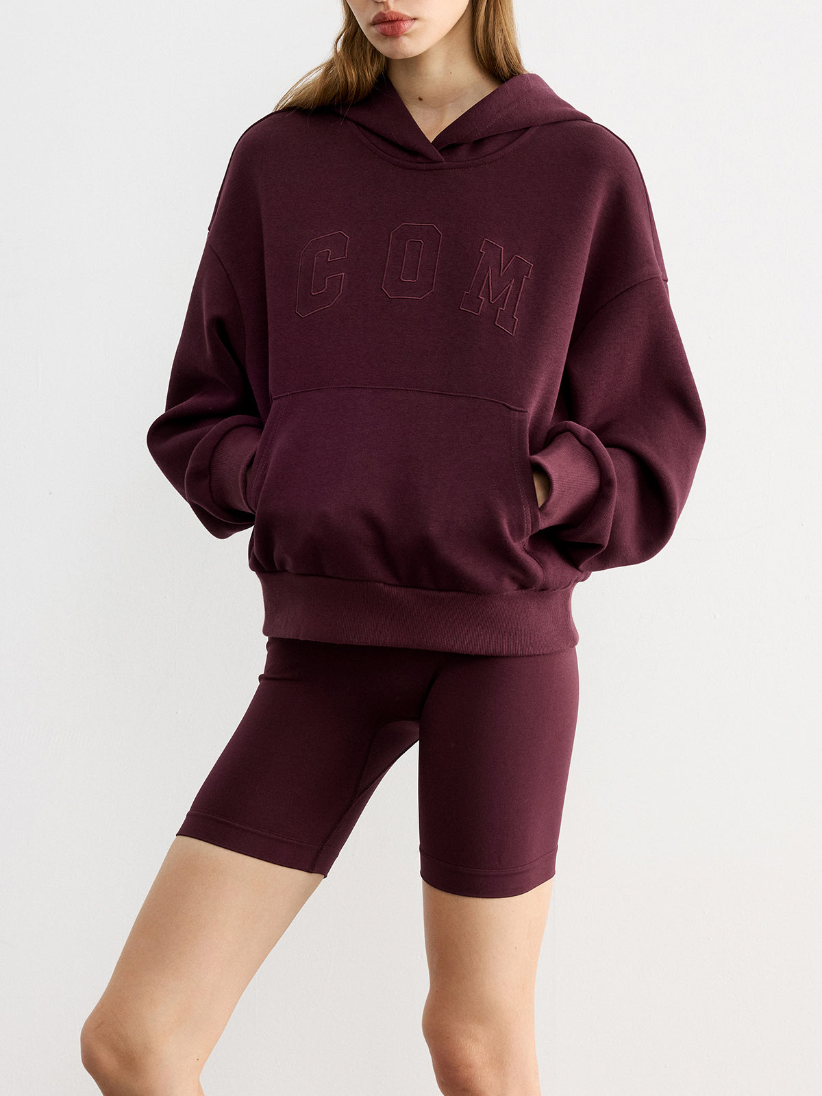 Letter Embroidered Loose Hoodie-Chicvia
