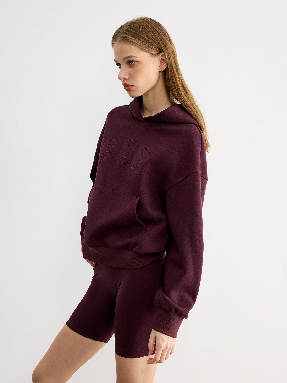 Letter Embroidered Loose Hoodie-Chicvia