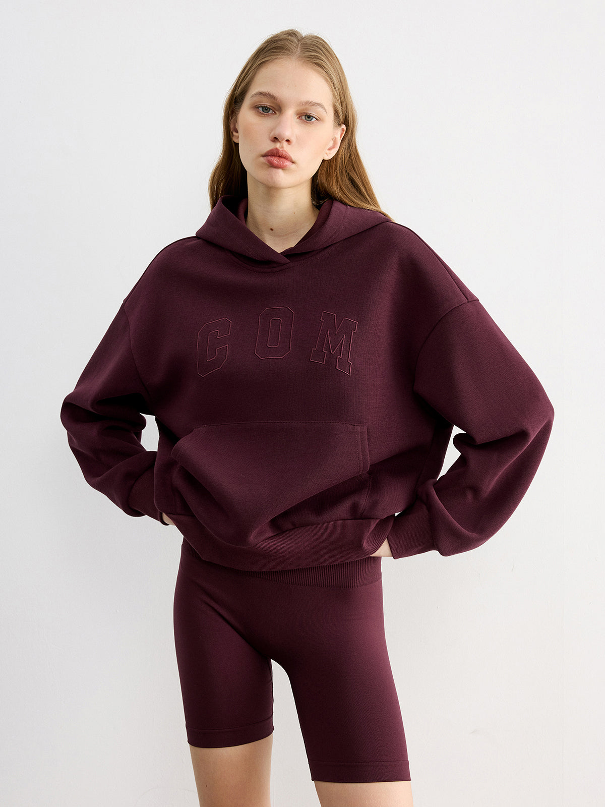 Letter Embroidered Loose Hoodie-Chicvia