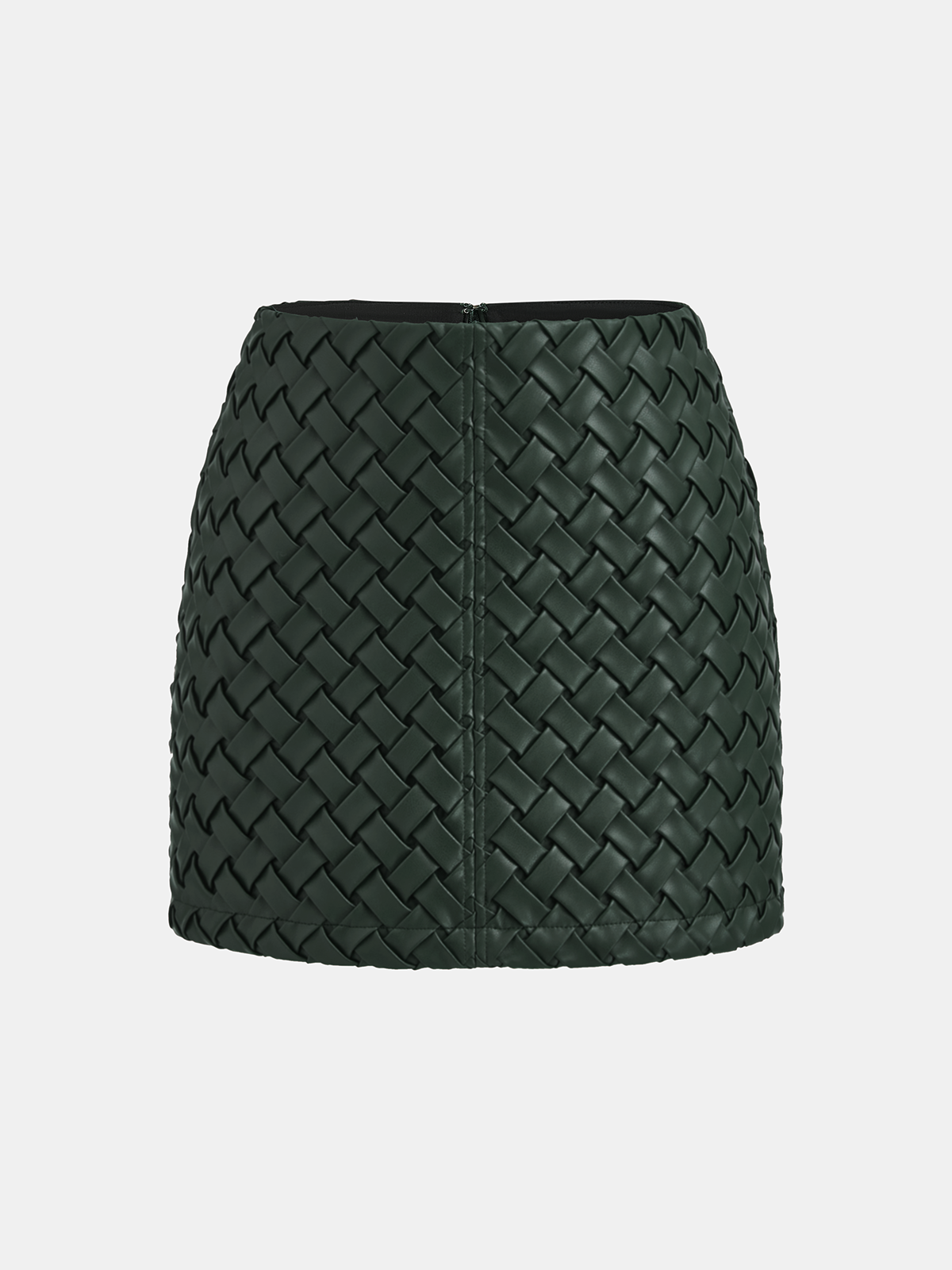 Faux Leather Woven Mini Skirt-Chicvia