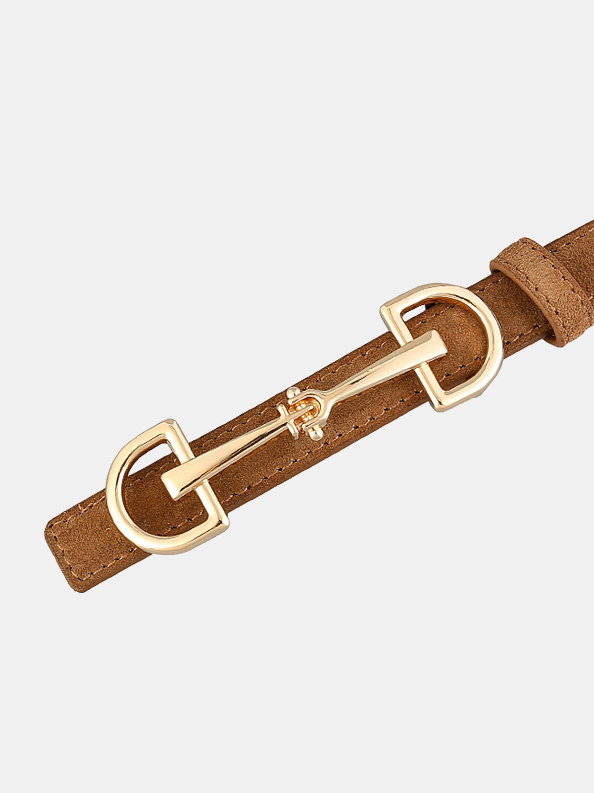 Horsebit Buckle Leather Belt-Chicvia