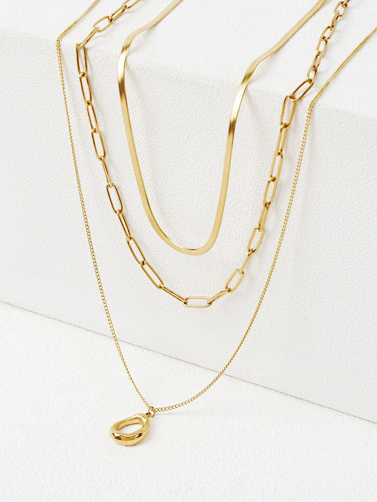 Layered Gold-Tone Chain Necklace-Chicvia