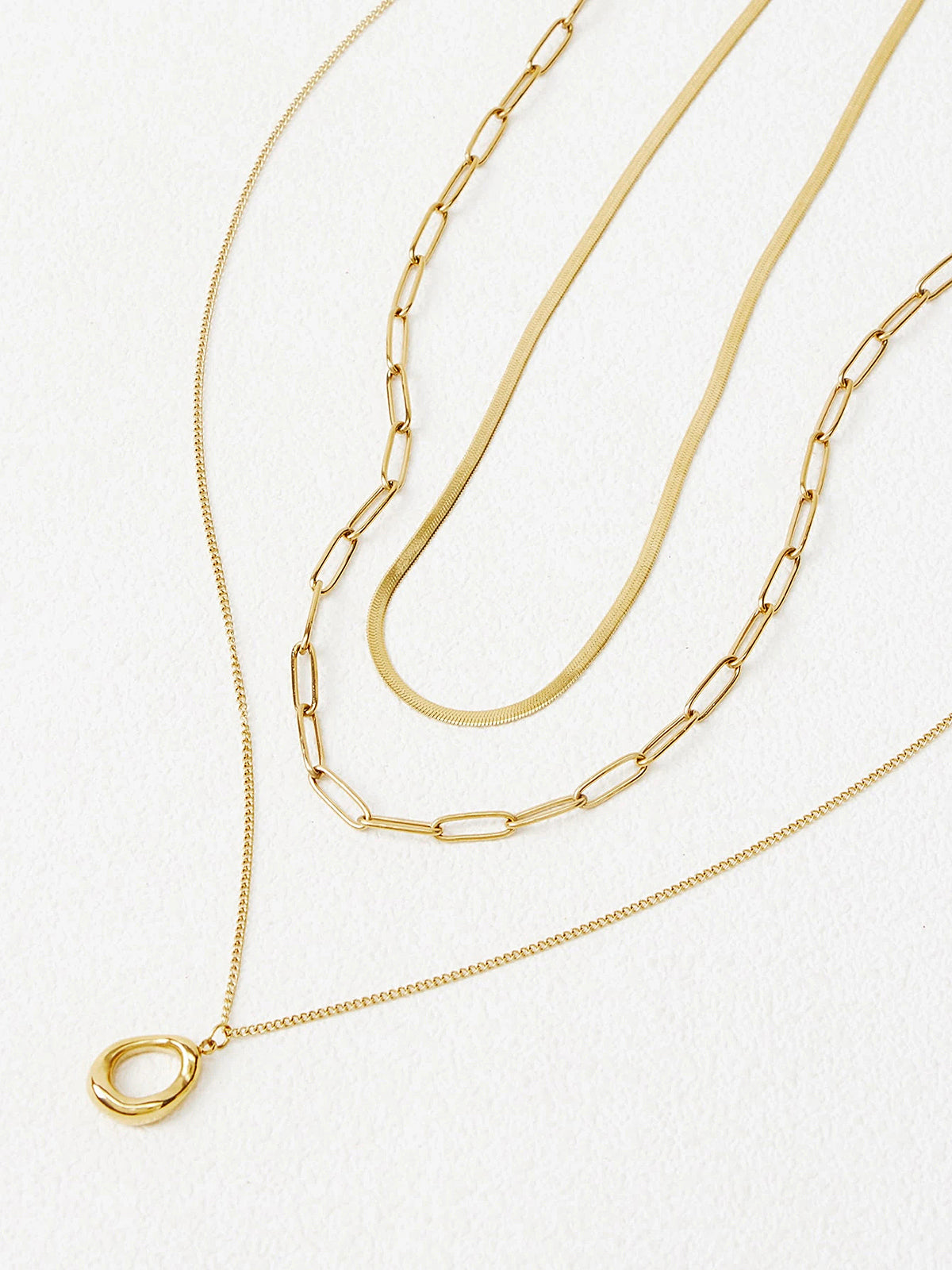Layered Gold-Tone Chain Necklace-Chicvia