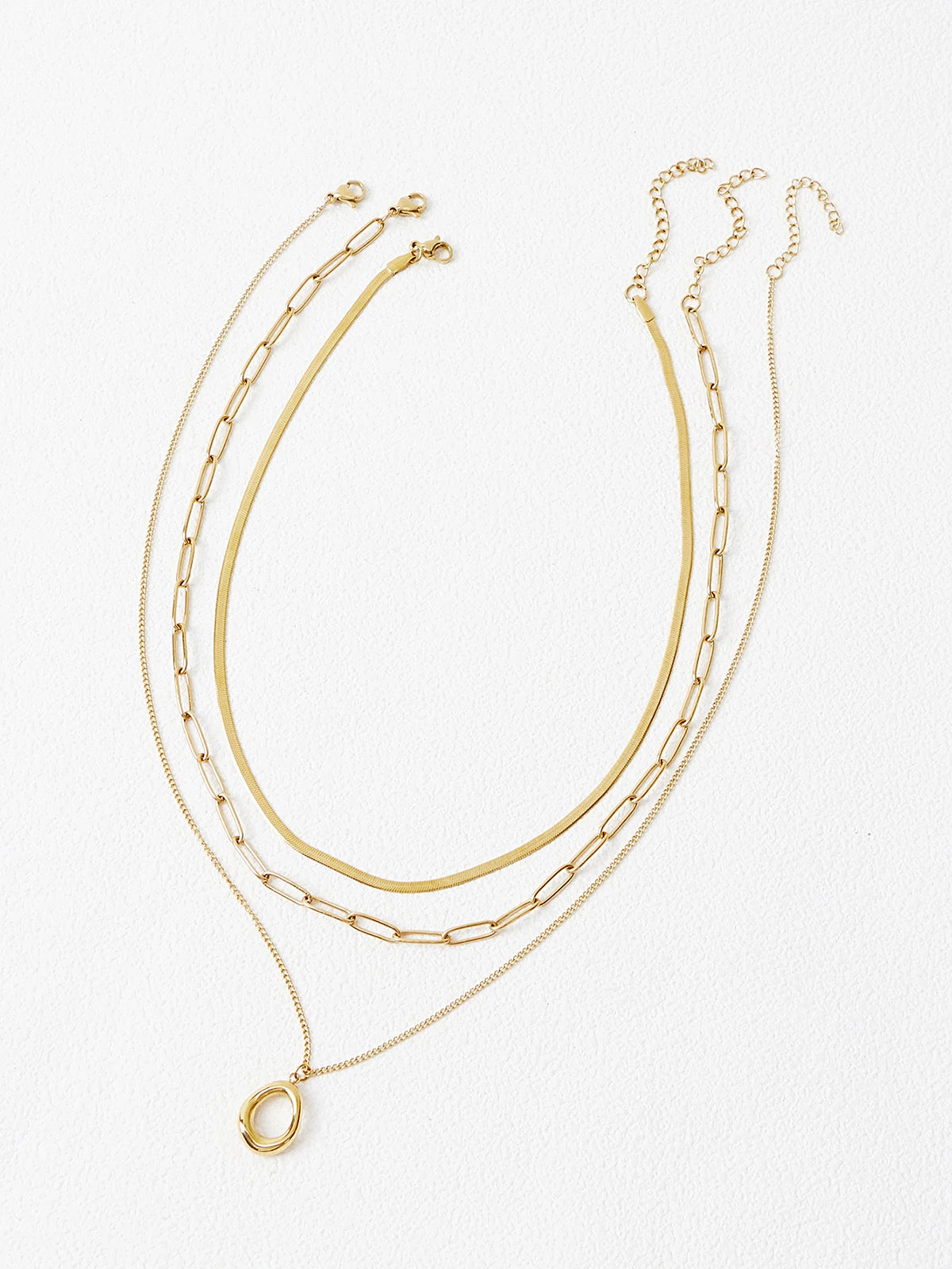 Layered Gold-Tone Chain Necklace-Chicvia