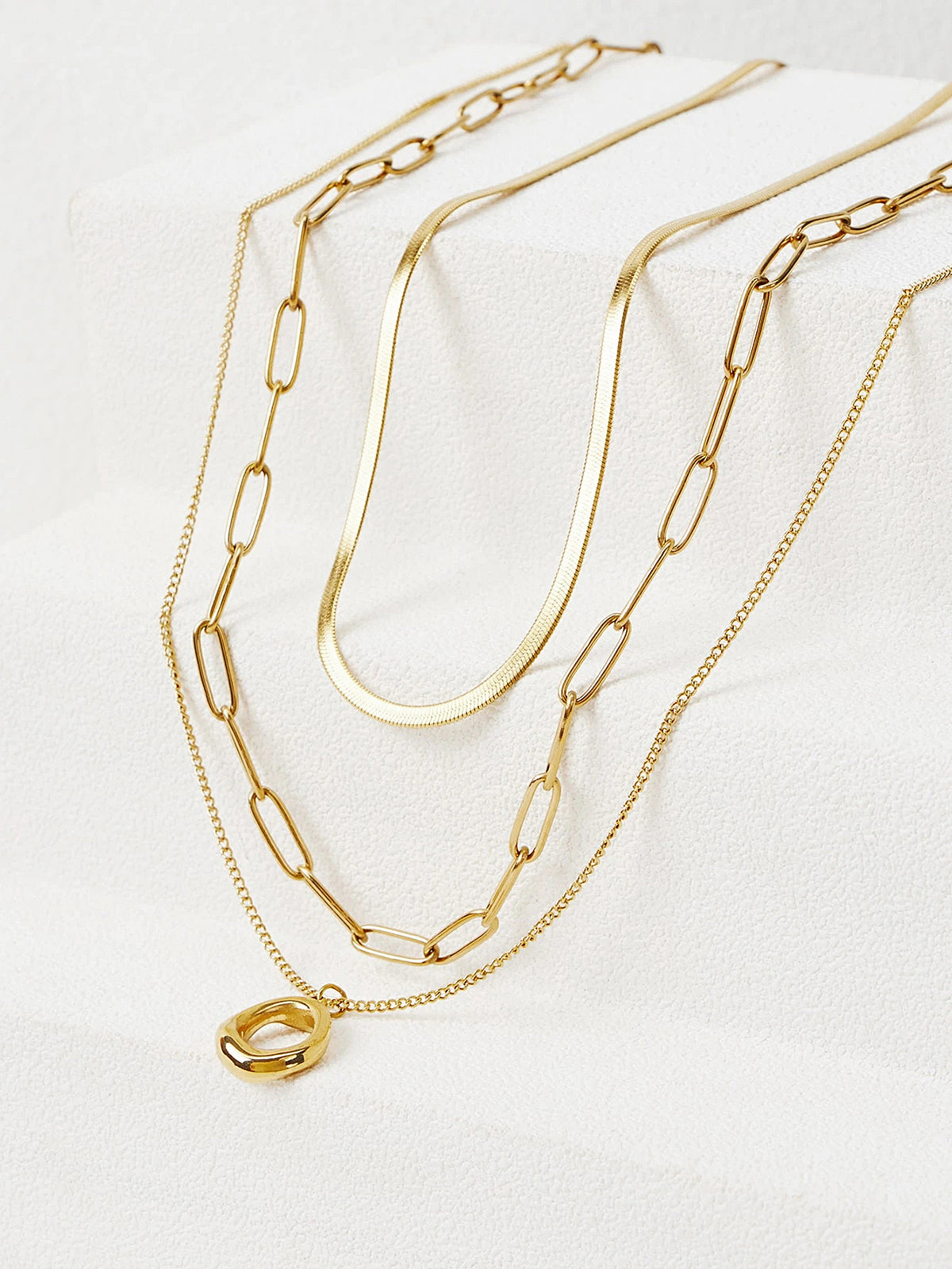 Layered Gold-Tone Chain Necklace-Chicvia