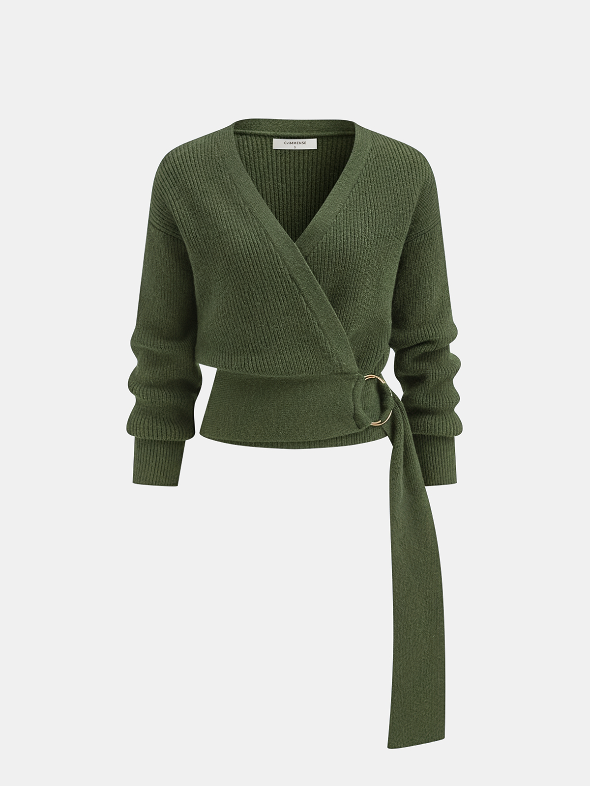 Metal Ring Knit Wrap Cardigan-Chicvia