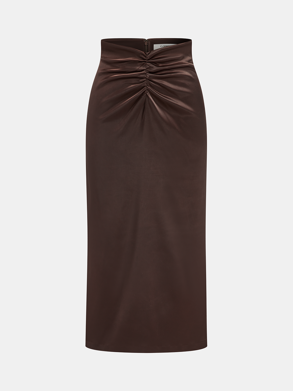 Mock Neck Top and Ruched Satin Skirt Set-Chicvia
