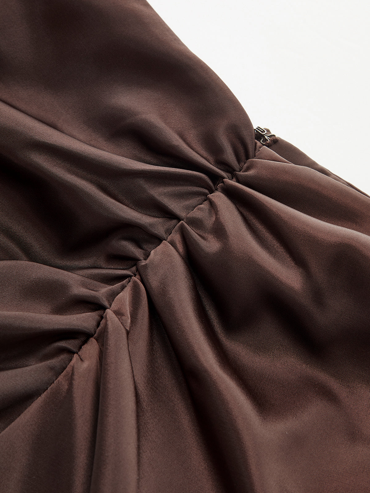 Mock Neck Top and Ruched Satin Skirt Set-Chicvia