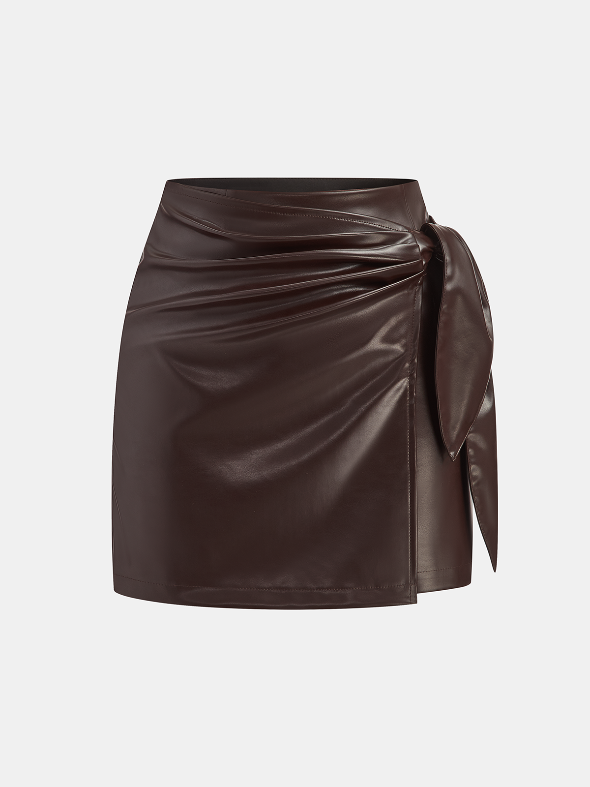 Mock Neck Top with Faux Leather Skirt Set-Chicvia