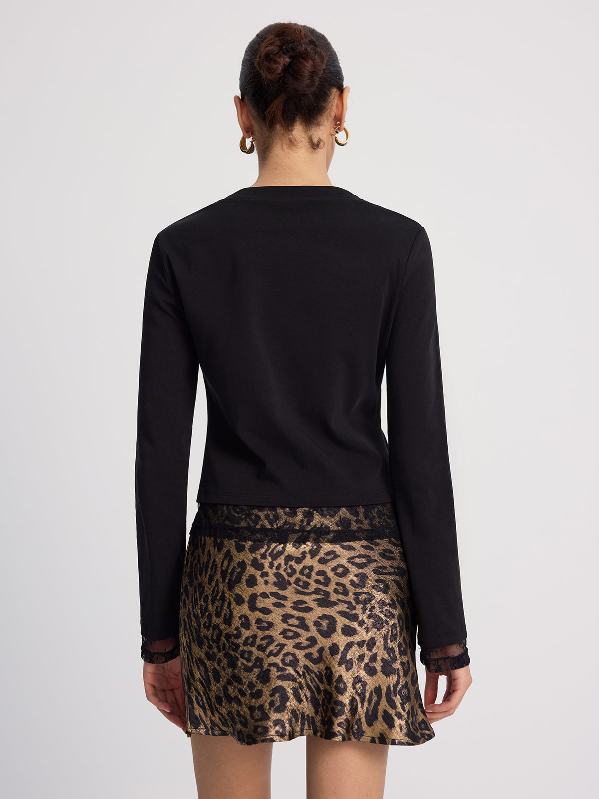 Lace-Inset Button Blazer-Chicvia